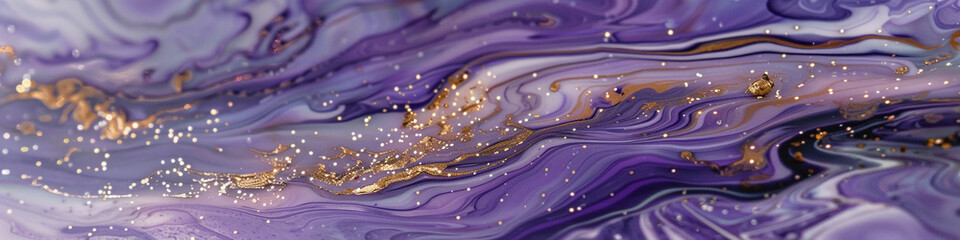 Royal violet marble ink sweeps gracefully over a mesmerizing abstract scene, adorned with twinkling...