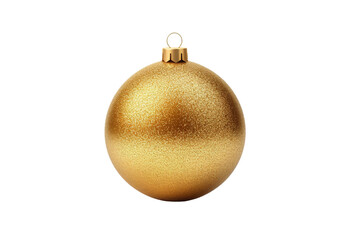 Illuminated Elegance: A Glittering Golden Christmas Bauble. On a White or Clear Surface PNG Transparent Background.
