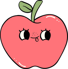 Retro groovy school supplies apple back to school doodle drawing
