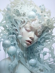 surreal portrait of a woman with flowing ethereal hair