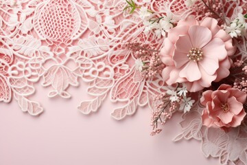 Elegant floral arrangement with lace background