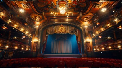 Obraz premium Art Deco theater interior with ornate details.