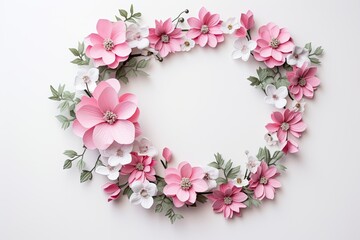 Elegant floral wreath with pink and white flowers
