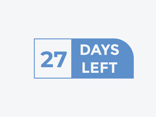 27 days to go countdown template. 27 day Countdown left days banner design. 27 Days left countdown timer
