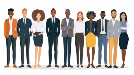 A diverse group of professionals standing together