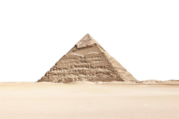 Majestic Pyramid Rising in the Heart of the Barren Desert. On a White or Clear Surface PNG Transparent Background.