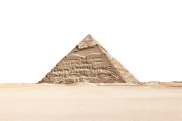 Majestic Pyramid Rising in the Heart of the Barren Desert. On a White or Clear Surface PNG Transparent Background.