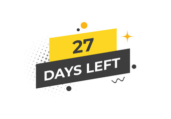 27 days to go countdown template. 27 day Countdown left days banner design. 27 Days left countdown timer
