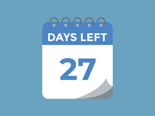 27 days to go countdown template. 27 day Countdown left days banner design. 27 Days left countdown timer
