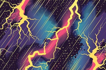 Electric lightning bolts in a pop art design