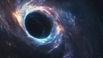 In the vastness of space, black holes exert their gravitational pull, bending light and distorting the fabric of spacetime