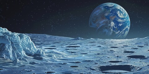 The earth viewed from the moon's surface.
