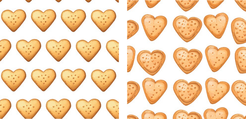 Biscuits or cookies hearts seamless pattern