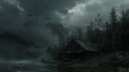 he storm rages outside, inside a secluded cabin, a group of travelers find themselves trapped. - Powered by Adobe