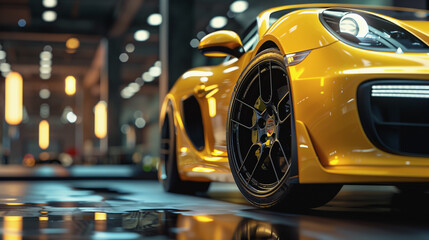 Close-Up of Yellow Sports Car