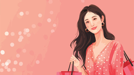 Beautiful young Asian woman with shopping bags