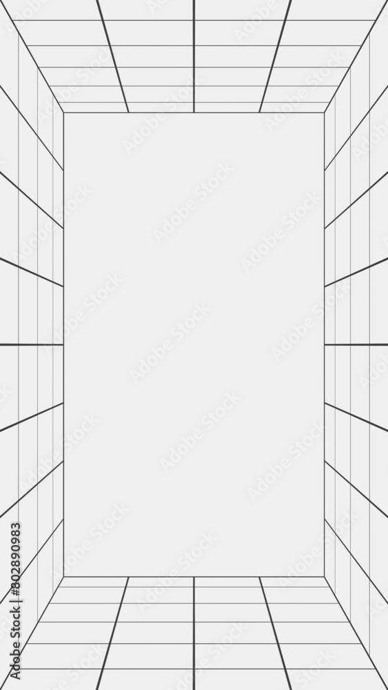 Poster simple flat animated black and white grid lines stage frame. seamless loop abstract vertical motion 