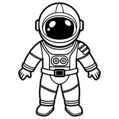 astronaut black silhouette outline for a kids coloring book