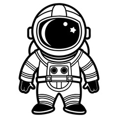 astronaut black silhouette outline for a kids coloring book
