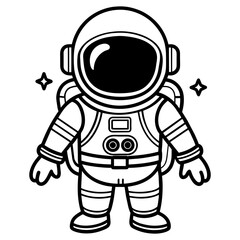 astronaut black silhouette outline for a kids coloring book
