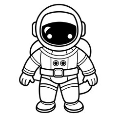 astronaut black silhouette outline for a kids coloring book