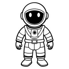 astronaut black silhouette outline for a kids coloring book