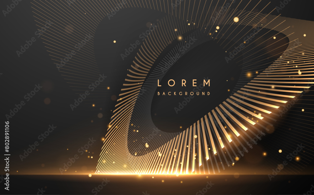 Wall mural abstract golden circle lines with light sparks