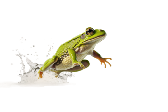 The Leaping Frog. On a White or Clear Surface PNG Transparent Background.