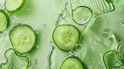 An abstract representation of antioxidant-rich cucumber extract in beauty products ,
