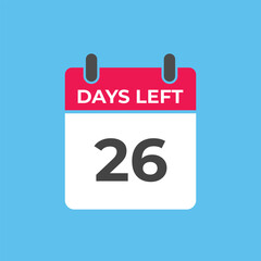 26 days to go countdown template. 26 day Countdown left days banner design. 26 Days left countdown timer

