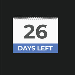 26 days to go countdown template. 26 day Countdown left days banner design. 26 Days left countdown timer

