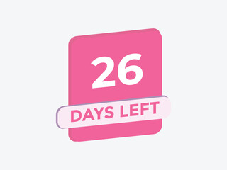 26 days to go countdown template. 26 day Countdown left days banner design. 26 Days left countdown timer
