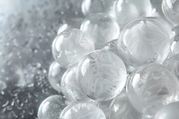 Frosted glass balls on a background of cool grey tones