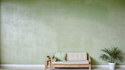 Apartment Modern green wall sofa with leaf
