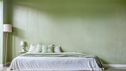 Fototapeta na wymiar Apartment Modern bedroom green wall