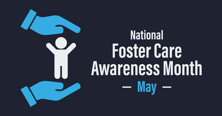National foster care awareness month advocacy banner. Concept of childcare icon.