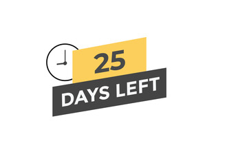 25 days to go countdown template. 25 day Countdown left days banner design. 25 Days left countdown timer
