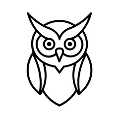 Owl silhouette vector icon illustration line art