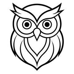 Owl head vector icon illustration line art