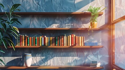 wooden book shelves on wall