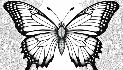 Detailed Black And White Butterfly With Intricate  3