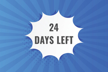 24 days to go countdown template. 24 day Countdown left days banner design. 24 Days left countdown timer
