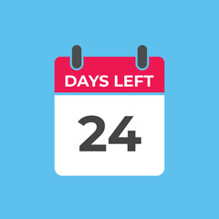 24 days to go countdown template. 24 day Countdown left days banner design. 24 Days left countdown timer
