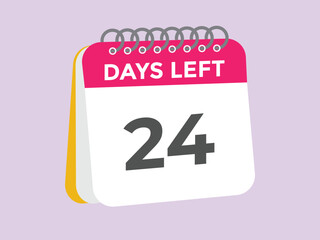 24 days to go countdown template. 24 day Countdown left days banner design. 24 Days left countdown timer
