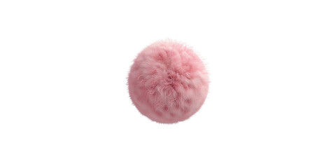 3D render of a cute fluffy pink fur ball on a white background