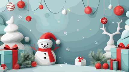 Beautiful Christmas composition on color background Vector
