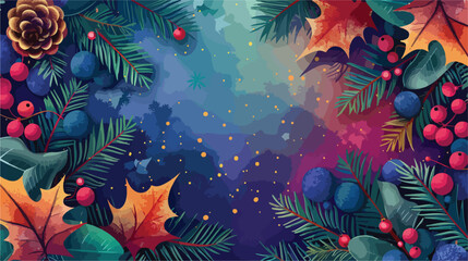Fototapeta na wymiar Beautiful Christmas composition on color background Vector
