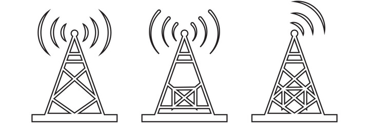 set of Electric tower icon. Outline illustration of electric tower vector icon for web design isolated on white background.7891