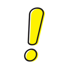 Exclamation mark icon. Yellow filled and black line symbol.