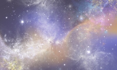 colorful abstract pastel stars and cloud galaxy patterned background, purple  gradient background